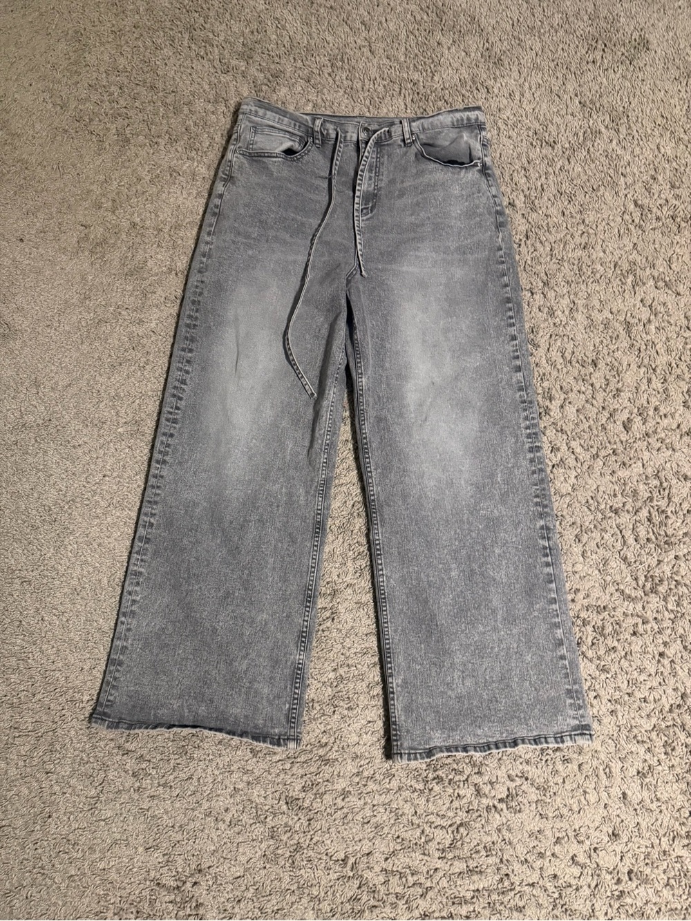 And Now This Gray Acid Wash Wide Leg Jeans Y2K Grunge Denim